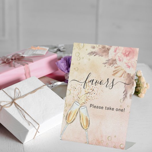 ウェディングシャワーのためのポップなランチの好意を示すサイン 台座サイン