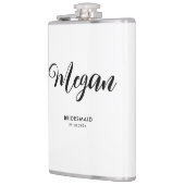 ウェディングシャワーのためのモダンスクリプトの花嫁の友人へのプレゼント フラスク (左)