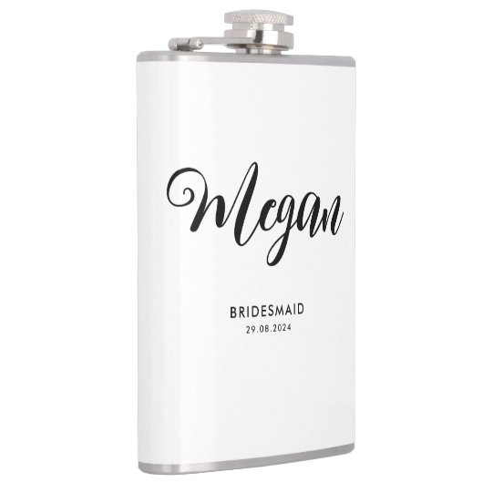 ウェディングシャワーのためのモダンスクリプトの花嫁の友人へのプレゼント フラスク (右)