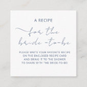 ウェディングシャワーのための同封カード「レシピ」 エンクロージャーカード (正面)