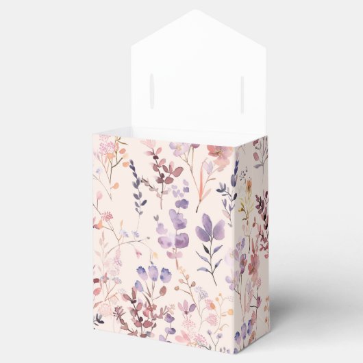 ウェディングシャワーのための水彩のワイルドフラワーと本のスタック フェイバーボックス (オープン)