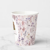 ウェディングシャワーのための水彩のワイルドフラワーの本のスタック 紙コップ (左)