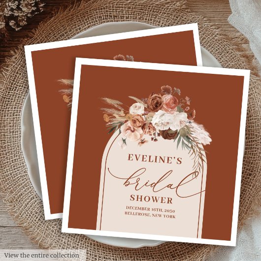 ウェディングシャワーのための水彩画パンパスフラワーのナプキン