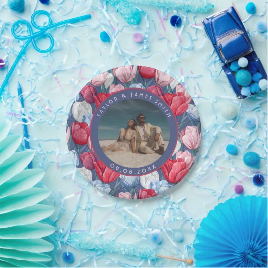 ウェディングシャワーのための美しいチューリッププレート ペーパープレート (パーティー)