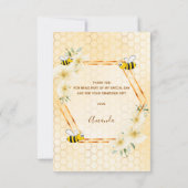 ウェディングシャワーのための蜂蜜の巣の花のカード サンキューカード (裏面)