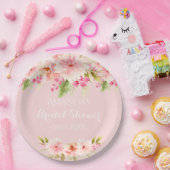 ウェディングシャワーのための ブッシュピンクの花 ペーパープレート (パーティー)