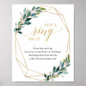 ウェディングシャワーのための「指輪をはめて」ゲーム看板（グリーン） ポスター (正面)