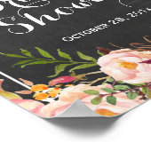 ウェディングシャワーのウェルカムサイン 黒板フレーム 花 ポスター (角)