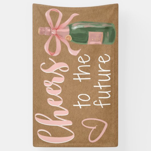 ウェディングシャワーのエンゲージメントパーティー ピンクの乾杯バナー 横断幕 (縦)