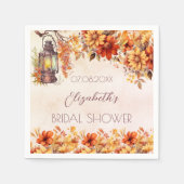 ウェディングシャワーのオレンジの花のラスティックなランタン スタンダードカクテルナプキン (正面)