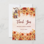 ウェディングシャワーのオレンジの花ランプ サンキューカード (正面)