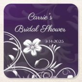 ウェディングシャワーのカスタムパーティコースター スクエアペーパーコースター (正面)