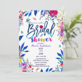 ウェディングシャワーのカラフルで明るく大胆な花のデザイン 招待状 (スタンド正面)