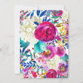 ウェディングシャワーのカラフルで明るく大胆な花のデザイン 招待状 (裏面)