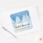 ウェディングシャワーのギフトシール 冬の雪 落ちる木 スクエアシール (封筒)