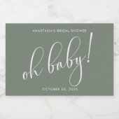 ウェディングシャワーのギフト サボグリーン ミニマル スパークリングワインラベル (シングルラベル)