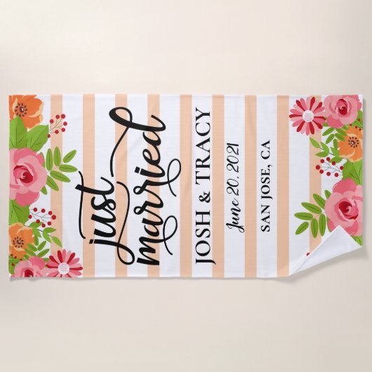 ウェディングシャワーのギフト, 結婚式記念のハネムーンギフト ビーチタオル (正面)