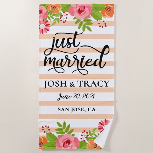 ウェディングシャワーのギフト, 結婚式記念のハネムーンギフト ビーチタオル (正面)