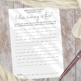 ウェディングシャワーのゲーム 誰の記憶 ブラックホワイトカード 招待状