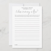 ウェディングシャワーのゲーム 誰の記憶 ブラックホワイトカード 招待状 (正面)