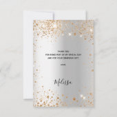 ウェディングシャワーのシルバーゴールドグリッター豪華 サンキューカード (裏面)