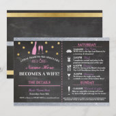 ウェディングシャワーのチョーク式進行表 ブライズシャワー招待状 招待状 (正面/裏面)