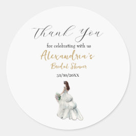 ウェディングシャワーのドレスにお名前を入れて ありがとう ラウンドシール