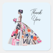 ウェディングシャワーのドレスに感謝 スクエアシール (正面)