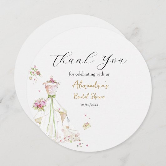 ウェディングシャワーのドレスをカスタマイズしよう お礼 サンキューカード (正面/裏面)