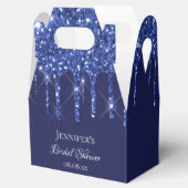 ウェディングシャワーのネイビーブルーと白のグリッター　サンキュー フェイバーボックス (オープン)