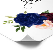 ウェディングシャワーのネイビー・マサラ・フラワーのウェルカムボード ポスター (角)