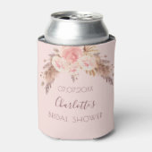 ウェディングシャワーのパンパスグラス ブルッシュローズ フローラル ネーム 缶クーラー (缶正面)