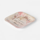 ウェディングシャワーのパンパス草とバラの花の蝶 ペーパープレート (傾斜あり)