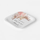 ウェディングシャワーのパンパス草とローズゴールドの花 ペーパープレート (傾斜あり)