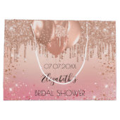 ウェディングシャワーのピンクのローズバルーン ラージペーパーバッグ (裏面)