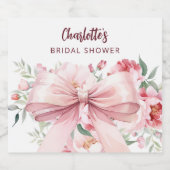 ウェディングシャワーのピンクの花が咲く スパークリングワインラベル (シングルラベル)