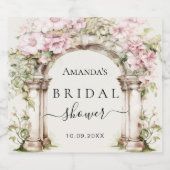 ウェディングシャワーのピンクの花のマーブルアーチ スパークリングワインラベル (シングルラベル)