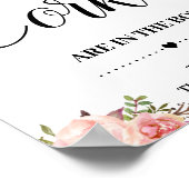 ウェディングシャワーのピンクの花柄ゲーム看板　栓の数当てゲーム ポスター (角)