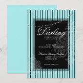  ウェディングシャワーのブランチ（花嫁とターコイズブルーとブラック） 招待状 (正面/裏面)