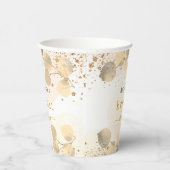 ウェディングシャワーのユーカリグリッターゴールドモノグラム 紙コップ (右)