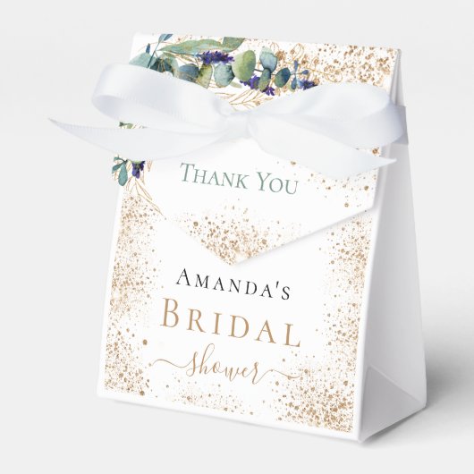 ウェディングシャワーのユーカリグリッター感謝 フェイバーボックス (正面サイド)