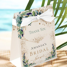 ウェディングシャワーのユーカリグリッター感謝 フェイバーボックス