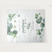 ウェディングシャワーのユーカリグリーン　将来のミセス タペストリー (正面(横))