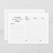 ウェディングシャワーのレシピカード, シンプルなホワイトゲーム ポストカード (正面/裏面)