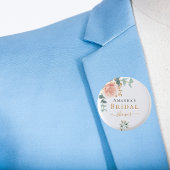 ウェディングシャワーのローズゴールドの花とユーカリのエレガントなデザイン 缶バッジ