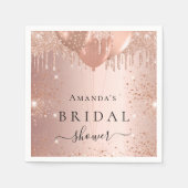 ウェディングシャワーのローズゴールドの風船 モノグラム スタンダードカクテルナプキン (正面)