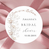 ウェディングシャワーのワイルドフラワーの愛が咲くベージュクリーム ラウンドシール