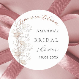 ウェディングシャワーのワイルドフラワーラブが咲くベージュクリーム ラウンドシール