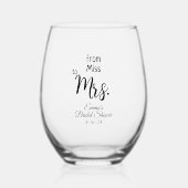 ウェディングシャワーのワインパン ステムなしワイングラス (正面)