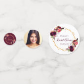 ウェディングシャワーのワインレッドの花の写真 コンフェッティ (裏面)